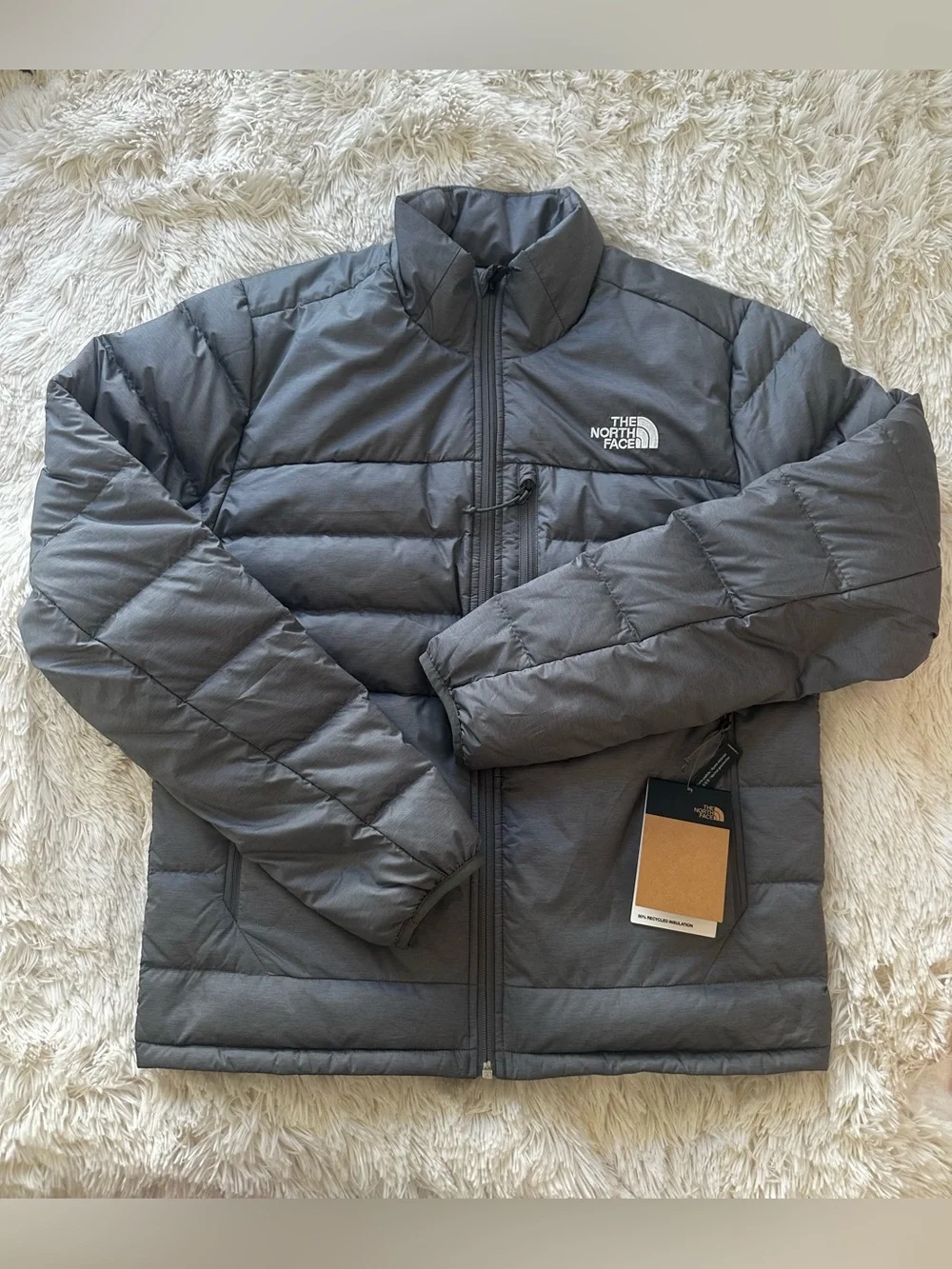 THE NORTH FACE Gray 550 Down Puffer Jacket Men's Small Full Zip Winter Coat NWT